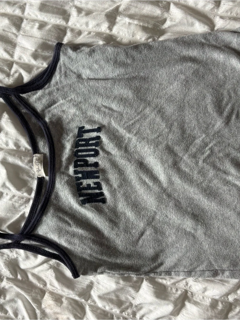 PacSun Grey Tank Top with Navy Trim and Newport Logo